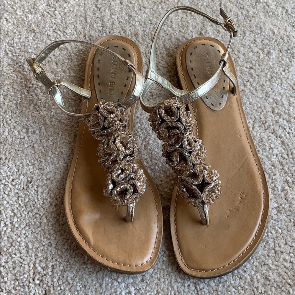 Gianni Bini sandals. Beaded gold straps.